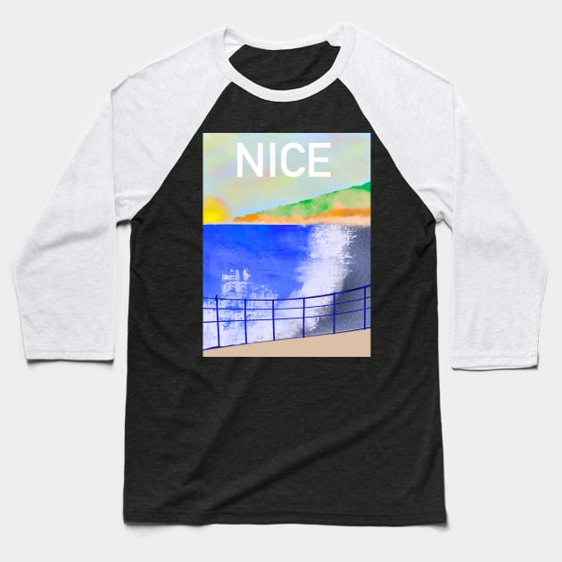 Nice, French Riviera Baseball T-Shirt by 3ric-